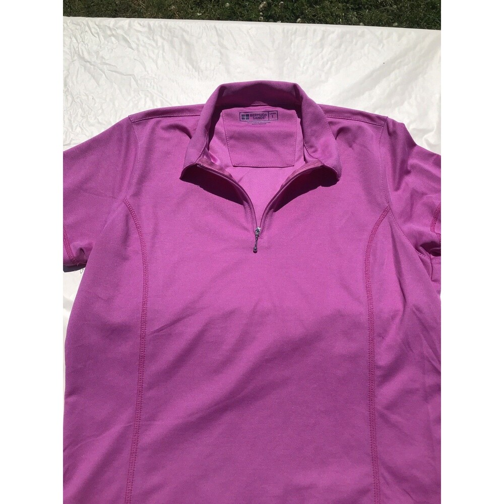 Bermuda Sands Golf Shirt Sleeveless Women Large Purple Button Up Collar - Picture 2 of 5